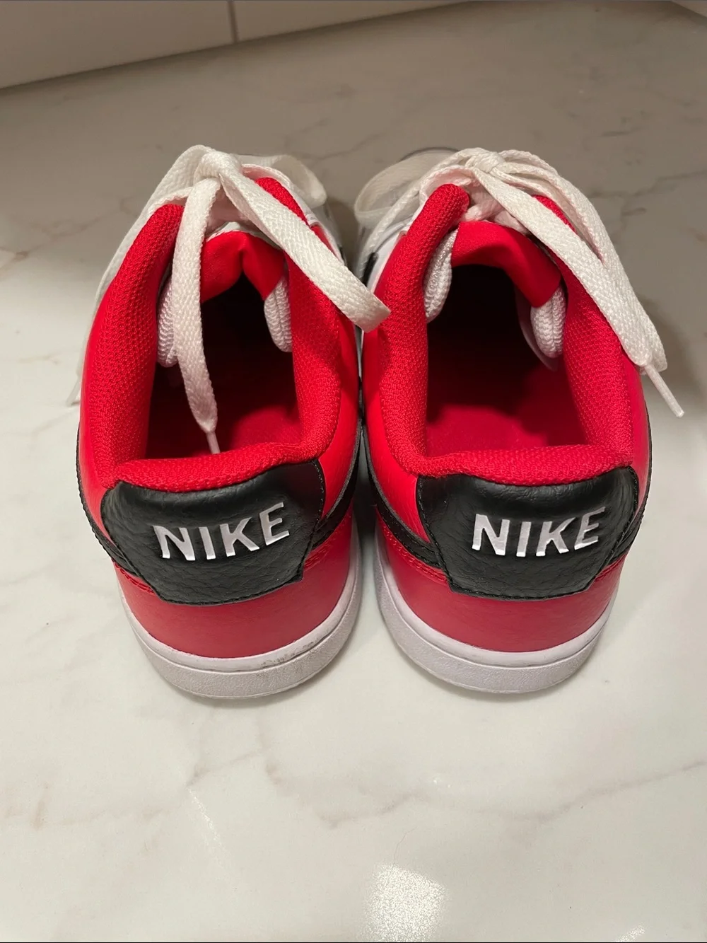 Nike court vision low top White Sneakers with Black and red